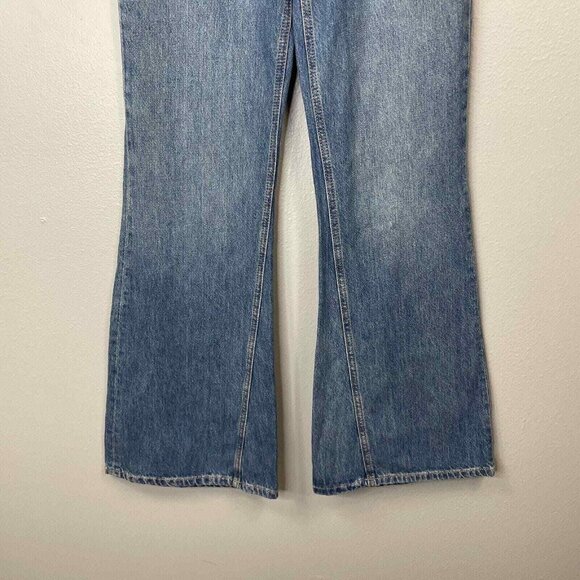Free People New Dawn Flare Jeans Womens 25 Blue Denim High Rise Button Fly - Picture 3 of 15